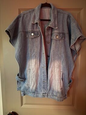 Light Wash Denim Vest Jacket - Sleeveless Jean Jacket